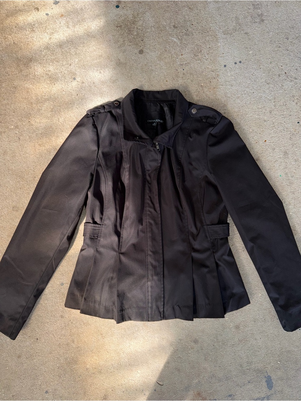Cynthia Rowley Black Pleated Women's Blazer Jacket